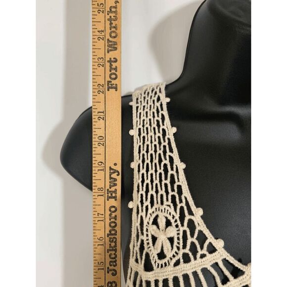 It's Our Time Womens Cream Crochet Flower Shirt Cover Up Small - Picture 3 of 9